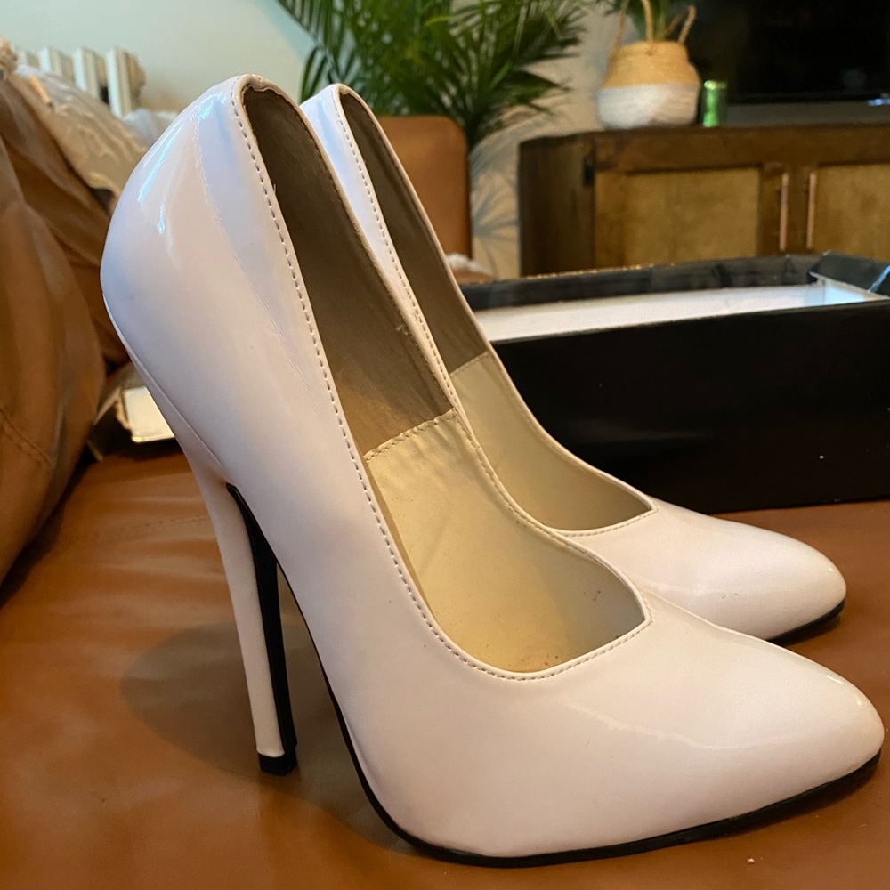 Fetish White Pleaser Pumps Size 12